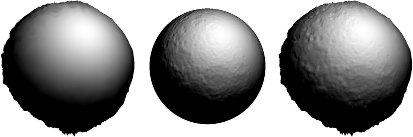 Spheres showing displacement and normal maps